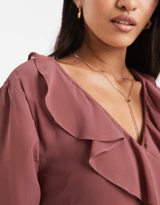 Vero Moda Ruffle Detail Chiffon Boho Maxi Dress In Pink