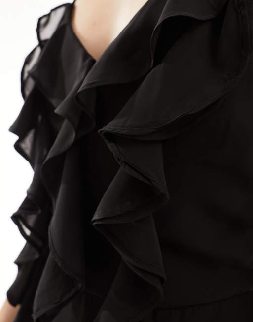 Vero Moda ruffle maxi dress in black, 4 of 4