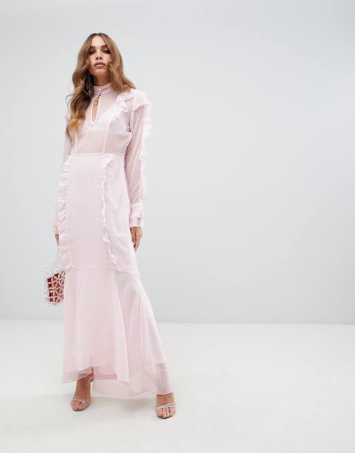 pink ruffle maxi