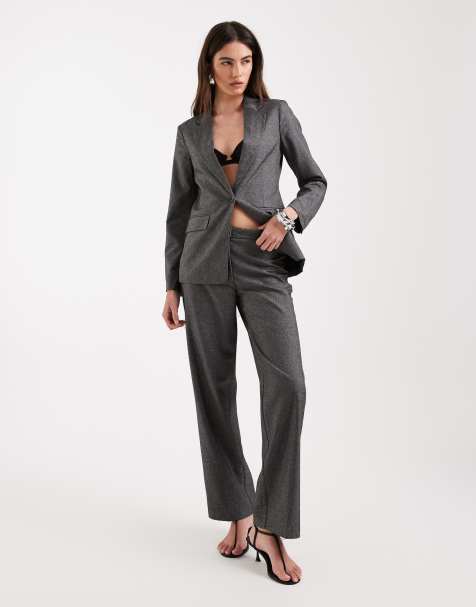 Vero Moda salt and pepper straight leg tailored pants in black (Part of a set) - view 1