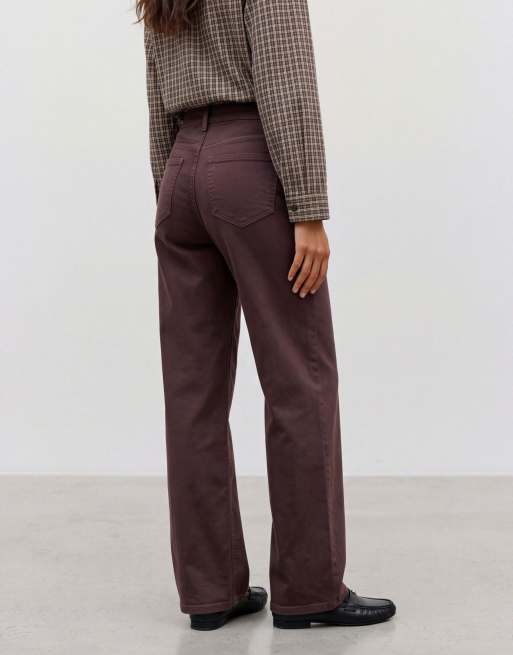 Vero Moda Sandie-Stretch-Jeans mit mittlerer Leibhöhe und weitem Bein in Braun, 2 von 6