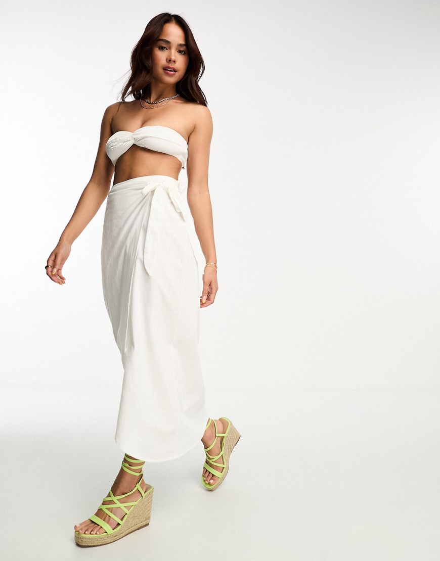 Vero Moda Sarong Maxi Beach Skirt In White