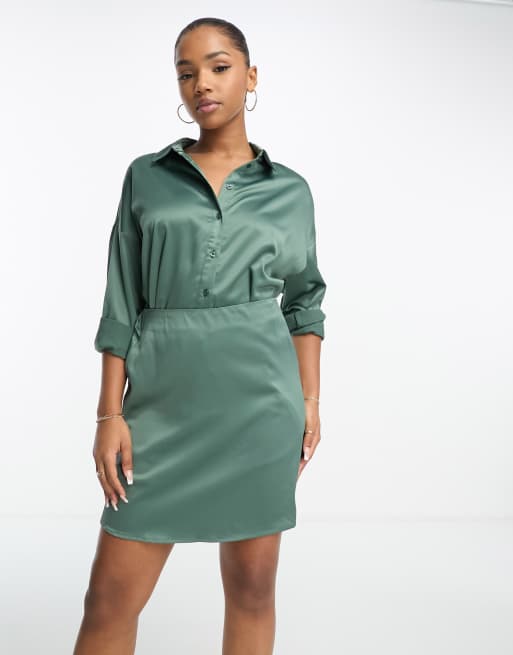 Vero Moda Satijnen mini rok in groen deel van co ord set ASOS