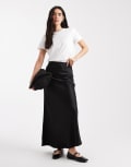 [Vero Moda] Vero Moda satin bias midi skirt in black S Black