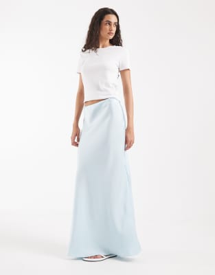 Vero Moda Satin Bias Midi Skirt In Blue