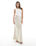 [Vero Moda] Vero Moda satin bias midi skirt in stone-Neutral M Pumice stone