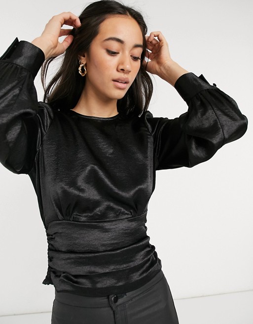 Vero Moda satin blouse with back in black | FaoswalimShops