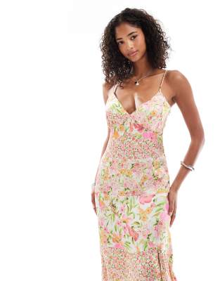 Vero Moda Satin Cami Strap Maxi Dress With Thigh Slit