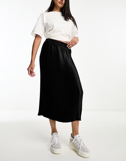 Vero Moda satin midi skirt in black | ASOS