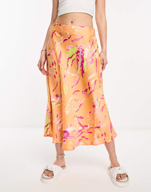 Orange Midi Skirts for Women