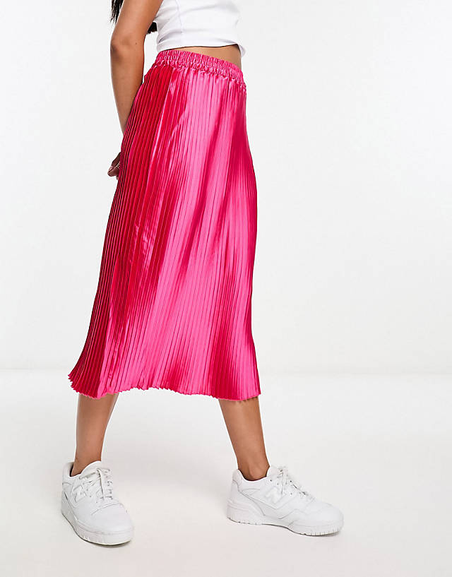 Vero Moda - satin midi skirt in pink