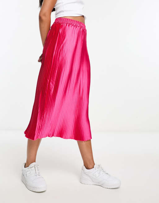 Vero Moda satin midi skirt in pink | ASOS