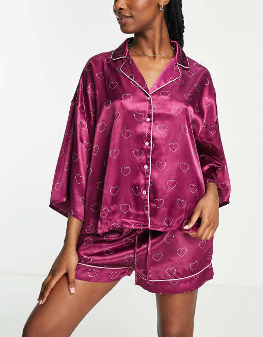 Pink satin pajamas discount set