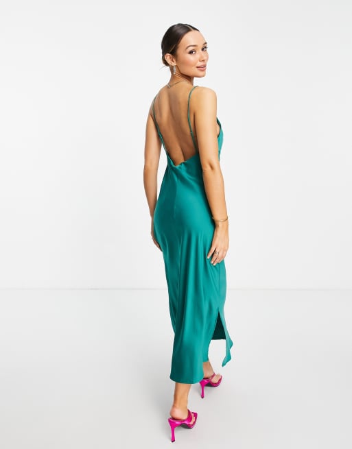 Vero Moda satin midi in green | ASOS