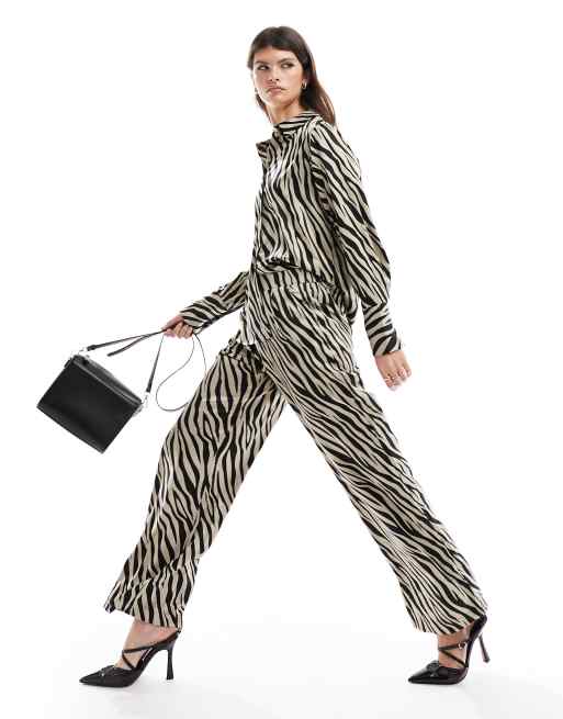 Vero Moda satin wide leg pants in mono print 