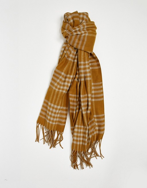 Vero Moda scarf with tassles in brown check