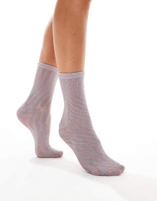 Vero Moda - Schillernde Glitzersocken-Weiß