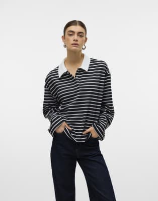 Vero Moda - Schwarzes Oberteil mit Polokragen