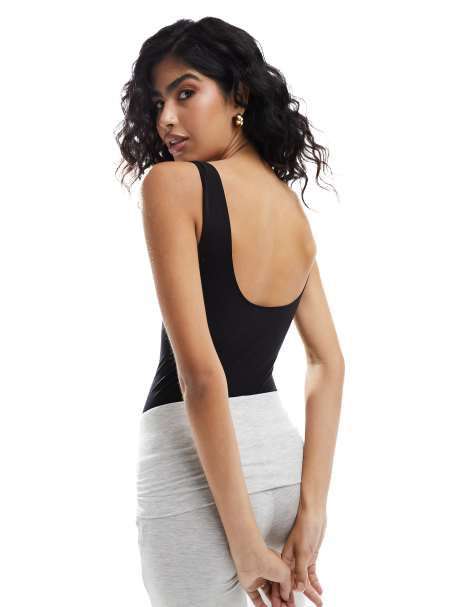 Vero Moda scoop neck seamless body suit in black - view 1