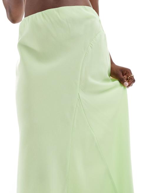 Vero Moda seam detail fluid maxi skirt in lime green | ASOS