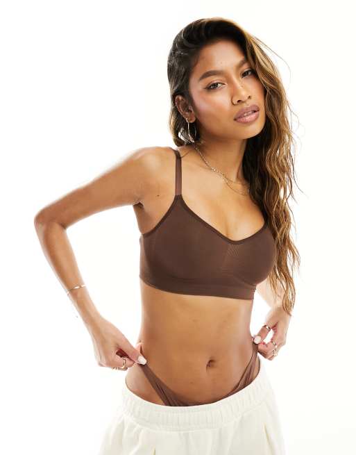 Athletic Seamless Sports Bra (Brown)