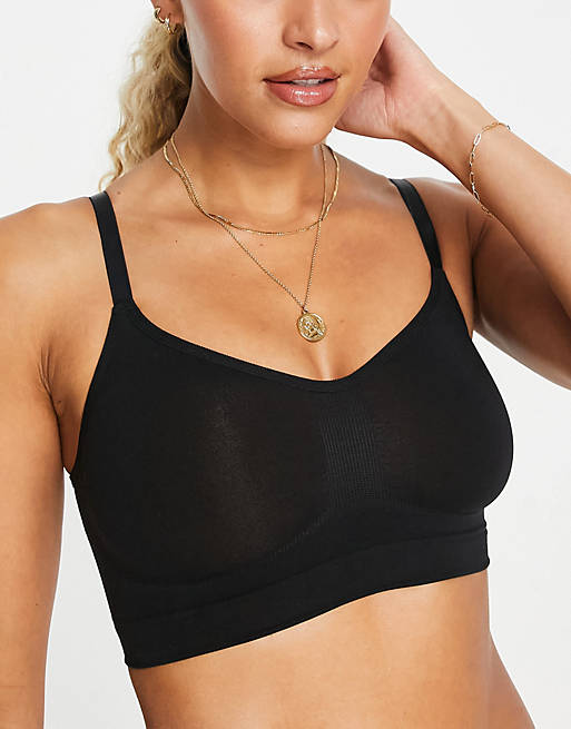 Vero Moda seamless bralette with ruched front in black