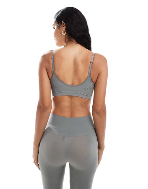 Vero Moda seamless deep v bra top in sage green - part of a set