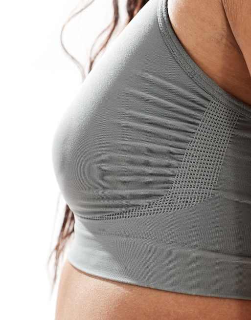 Vero Moda seamless deep v bra top in sage green - part of a set