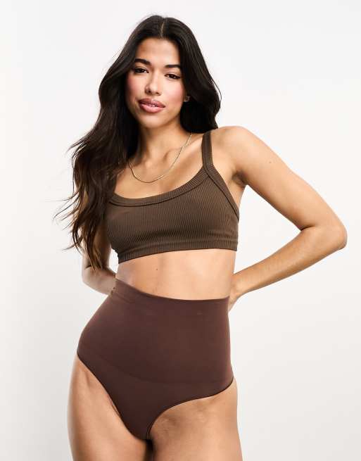 Vero Moda seamless high waisted thong in brown