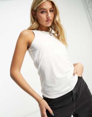 Vero Moda Boat Neck Sleeveless Jersey Top In White