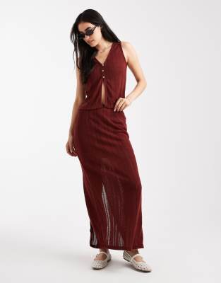 Vero Moda Self-stripe Knit Sleeveless Top In Red
