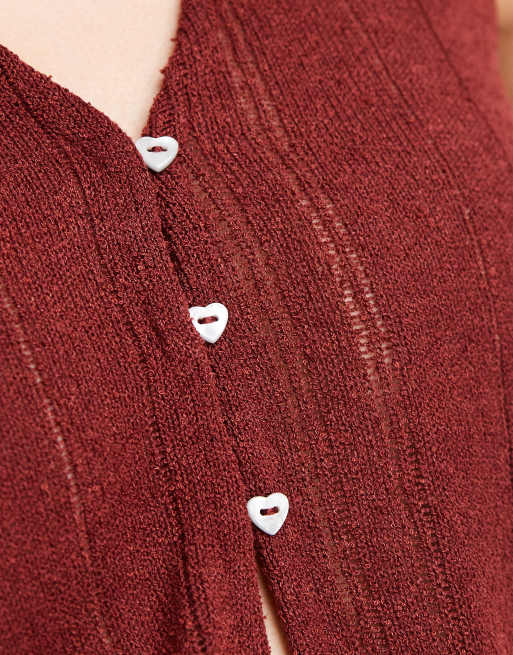 Vero Moda self stripe knitted sleeveless top in burgundy (Part of a set), 3 of 4