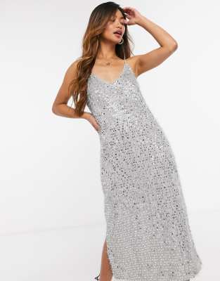 silver sequin cami dress