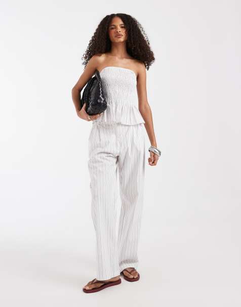 Vero Moda – Set aus Popeline in Weiß und Schwarz gestreift - view 1