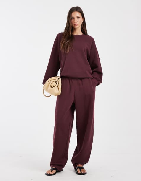 Vero Moda – Set in Burgunderrot, bestehend aus weitem Oversize-Sweatshirt und Ballon-Jogginghose - view 1