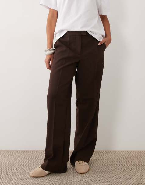 Vero Moda set med byxor med vida ben och figursydd passform i chokladbrun - view 1