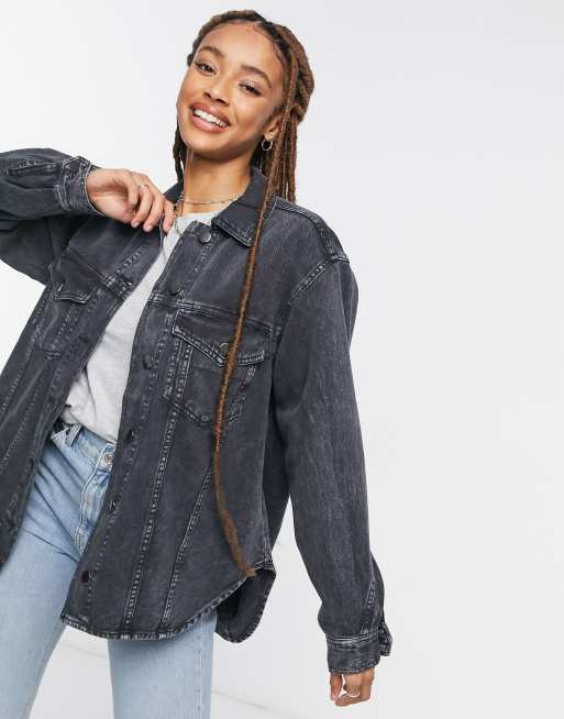 Vero Moda shacket in dark grey denim | ASOS