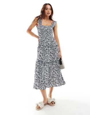 Vero Moda Shirred Cami Midi Dress In Multi