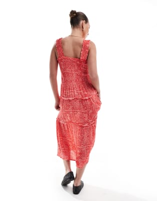 Vero Moda Shirred Cami Midi Dress In Red