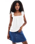 [Vero Moda] Vero Moda shirred strap cami top in white XXS Snow White