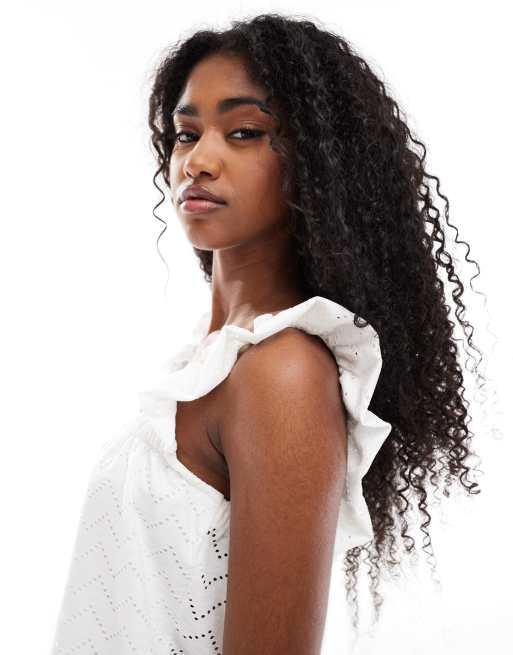 Vero Moda shirred straps cami top in white, 2 of 4