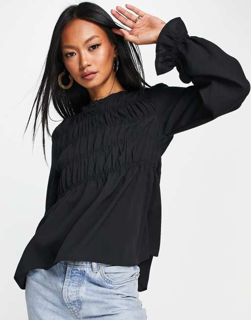 Vero Moda shirred top in black | ASOS