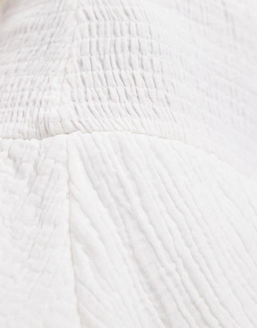 Vero Moda shirred waist ruffle him cheesecloth mini skirt in white, 3 of 5