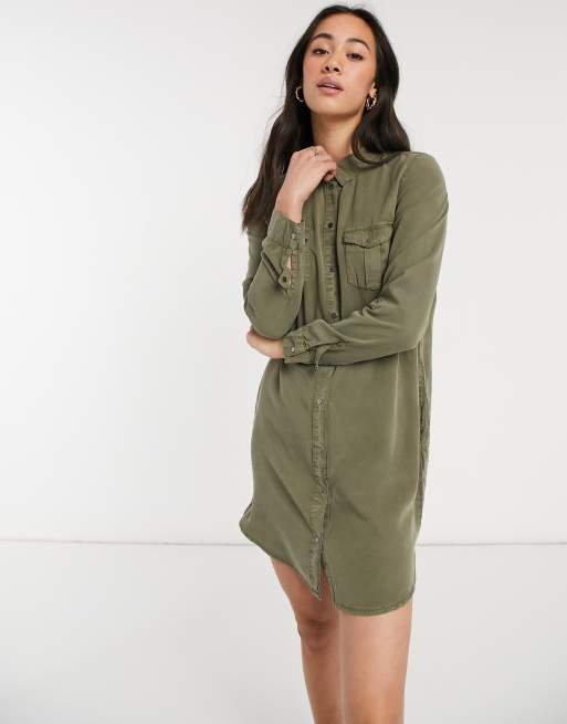 Vero Moda shirt dress in khaki