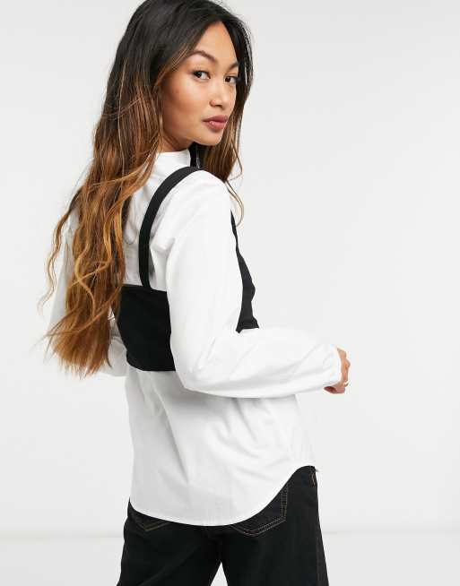 Vero Moda shirt with layered cami top in black and white | ASOS