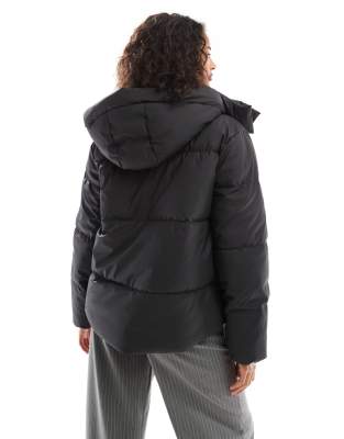 Vero Moda Short Coated Padded Jacket In Black