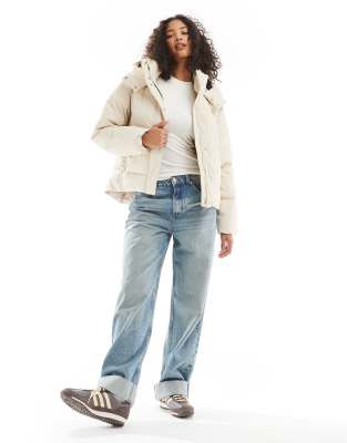 Vero Moda Short Coated Padded Jacket In Neutral