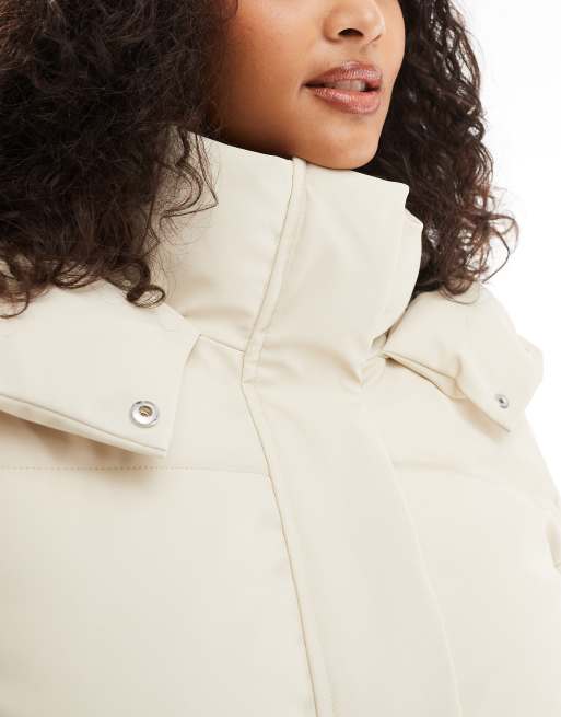 Vero Moda short coated padded jacket in oatmeal