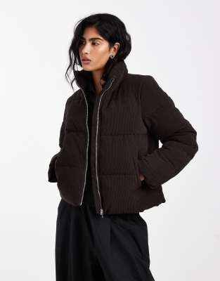 Vero Moda Short Corduroy Puffer Jacket In Brown