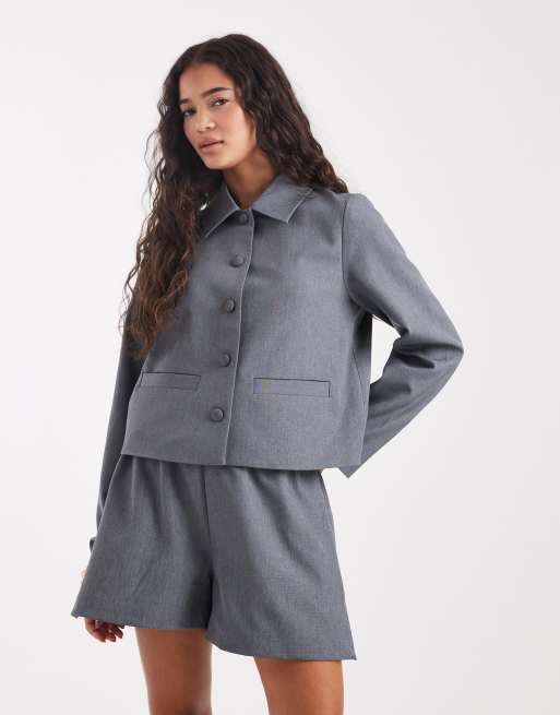 Vero Moda - Short d'ensemble ajusté à enfiler - Gris chiné, 2 de 5